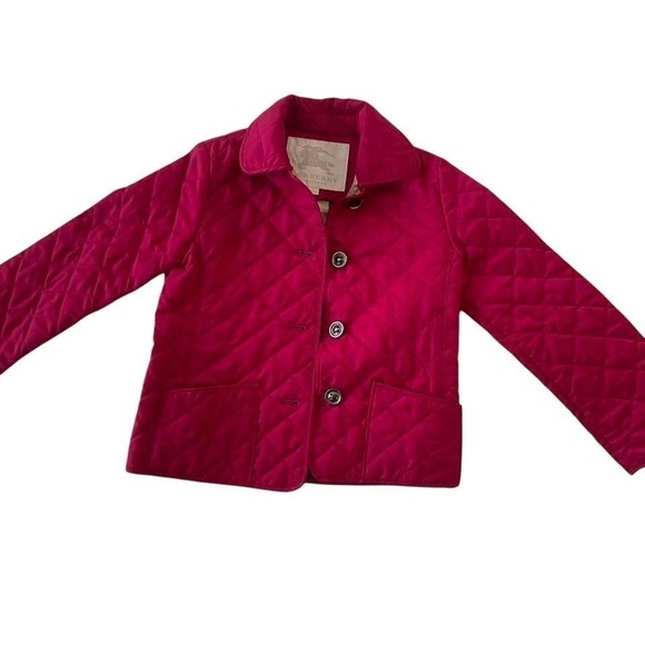 BURBERRY, Girl's Quilted Pink Coat, Size 5 - Picture 2 of 4